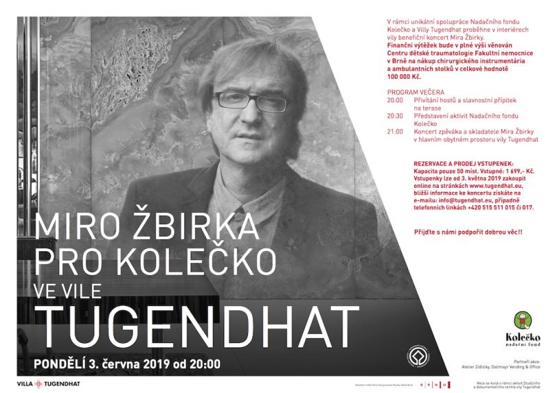 MIRO ŽBIRKA PODPOŘÍ NADAČNÍ FOND KOLEČKO KONCERTEM VE VILE TUGENDHAT